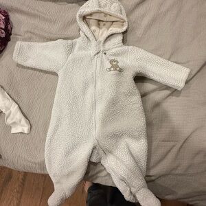 Carter's White Fleece Teddy Bear Footie